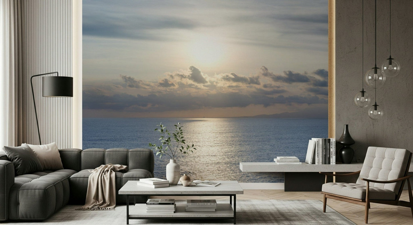 Ocean's Golden Embrace Wall Mural for a relaxing and warm feature wall.