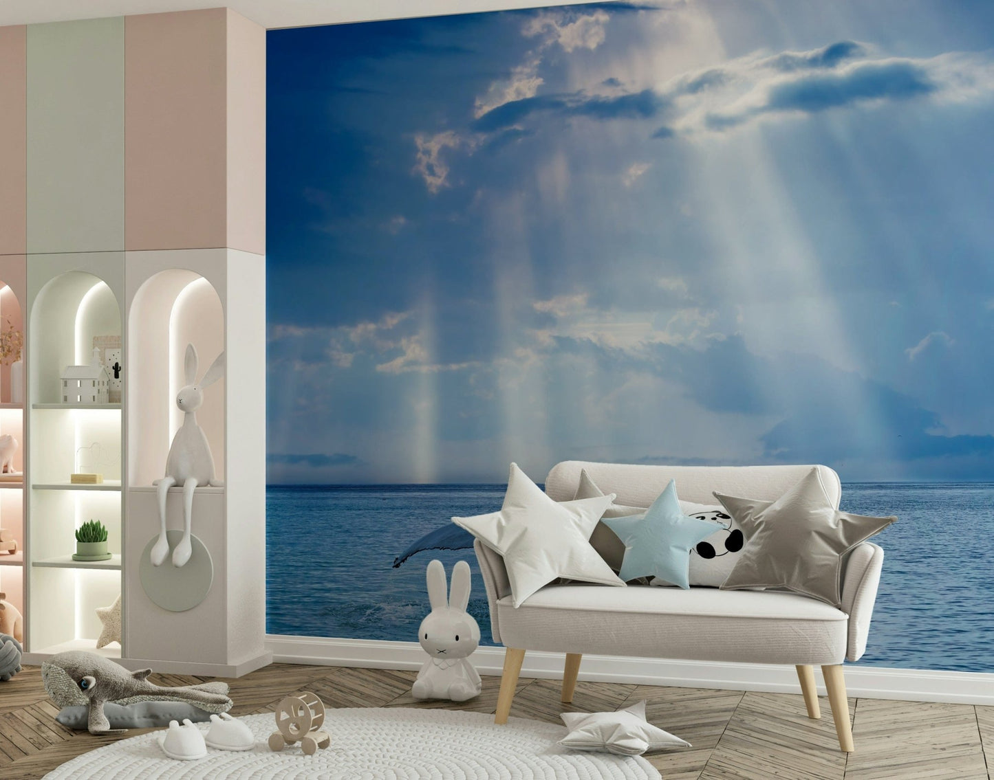 Ocean's Grace Wall Mural for a sophisticated suite wallpaper.