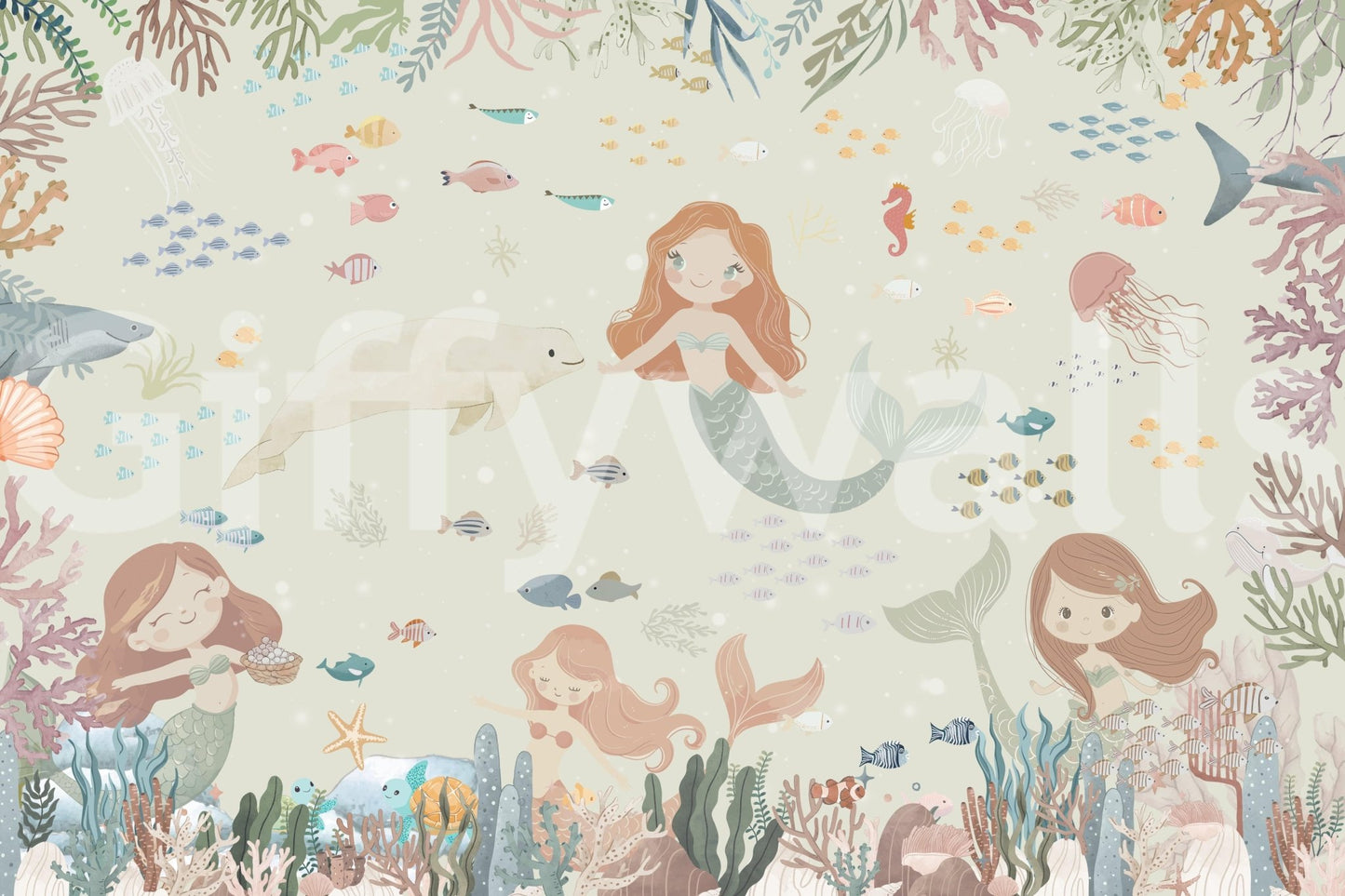 Artistic sea landscape wallpaper for a peaceful meditation room wall mural.