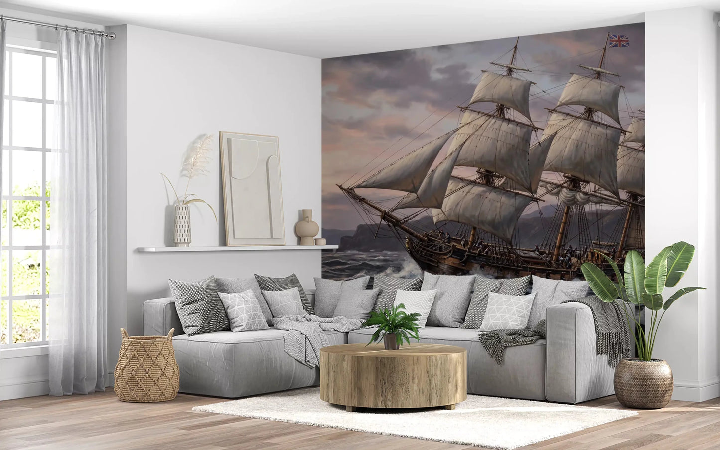 Living room showcasing the Ocean's Majesty wall muralGD9517