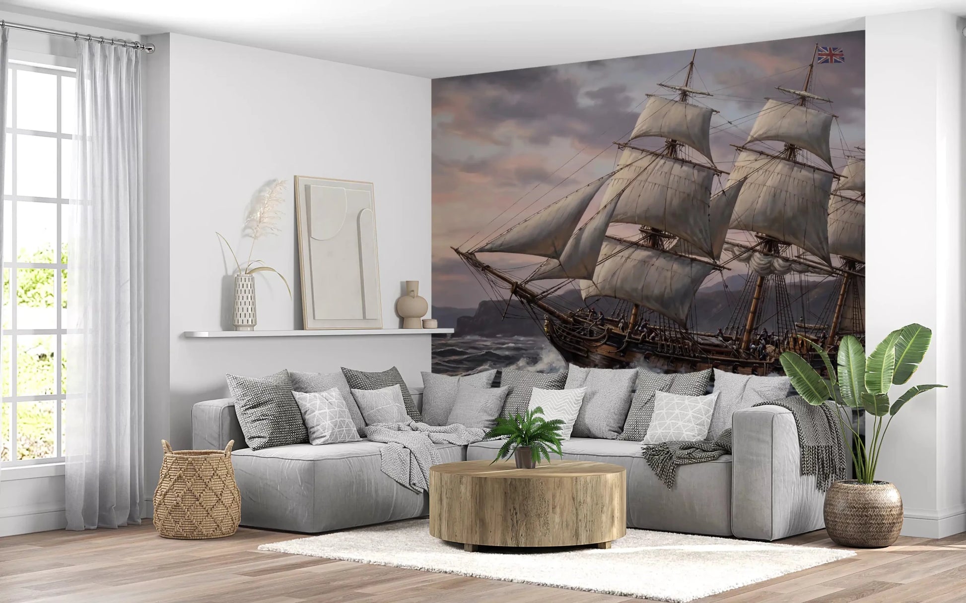 Living room showcasing the Ocean's Majesty wall muralGD9517