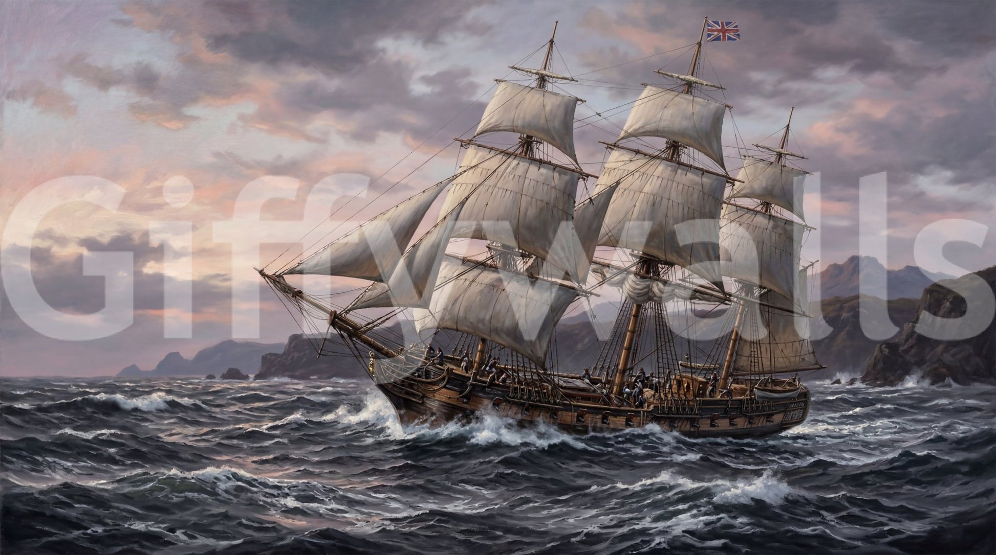 Coastal mountains in the Ocean's Majesty wall muralGD9517