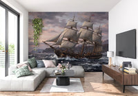 Living room backdrop using Ocean's Majesty wall muralGD9517