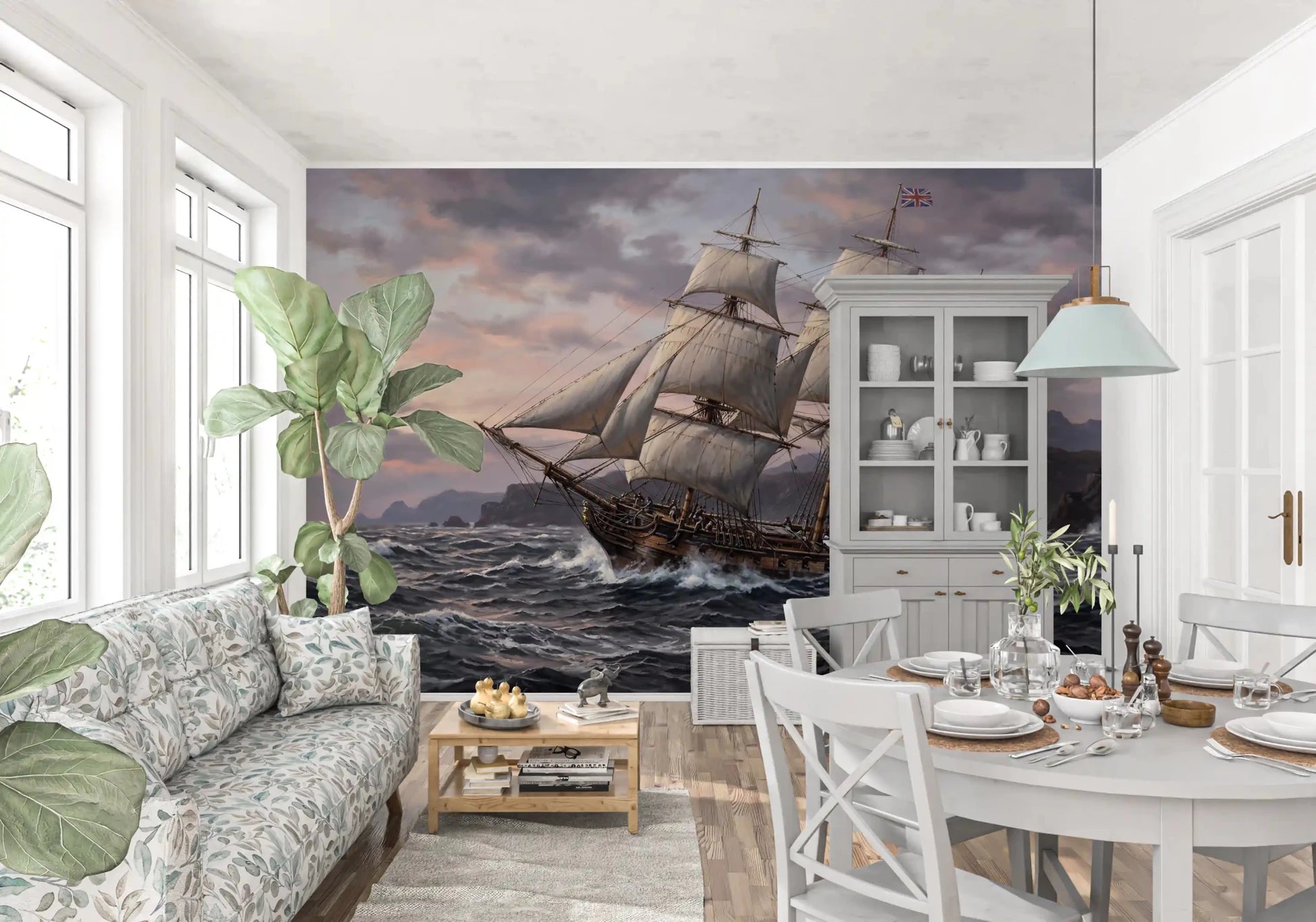 Kitchen and Dining area decorated with the grand sail wall muralGD9517