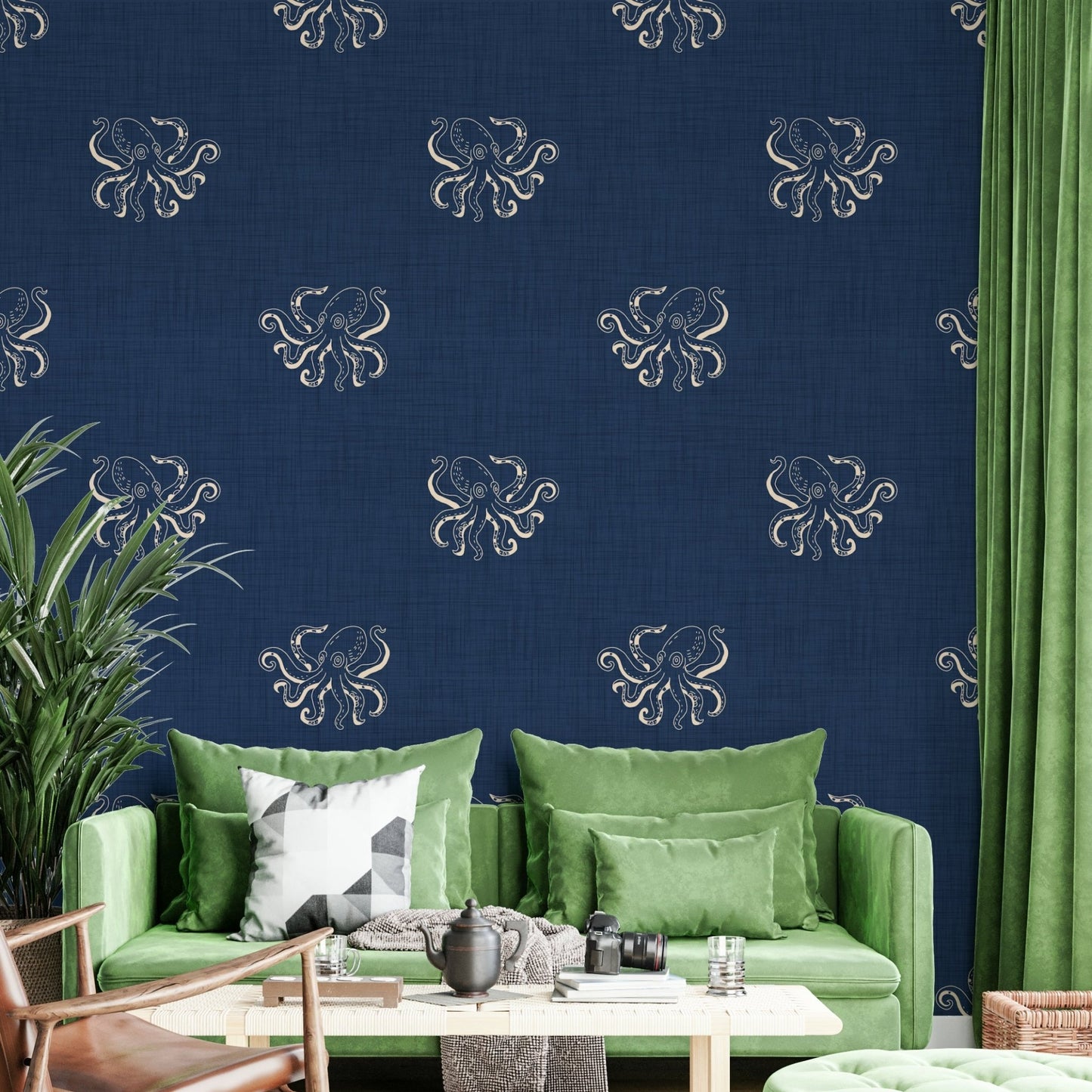 Retro ocean-inspired wall mural
