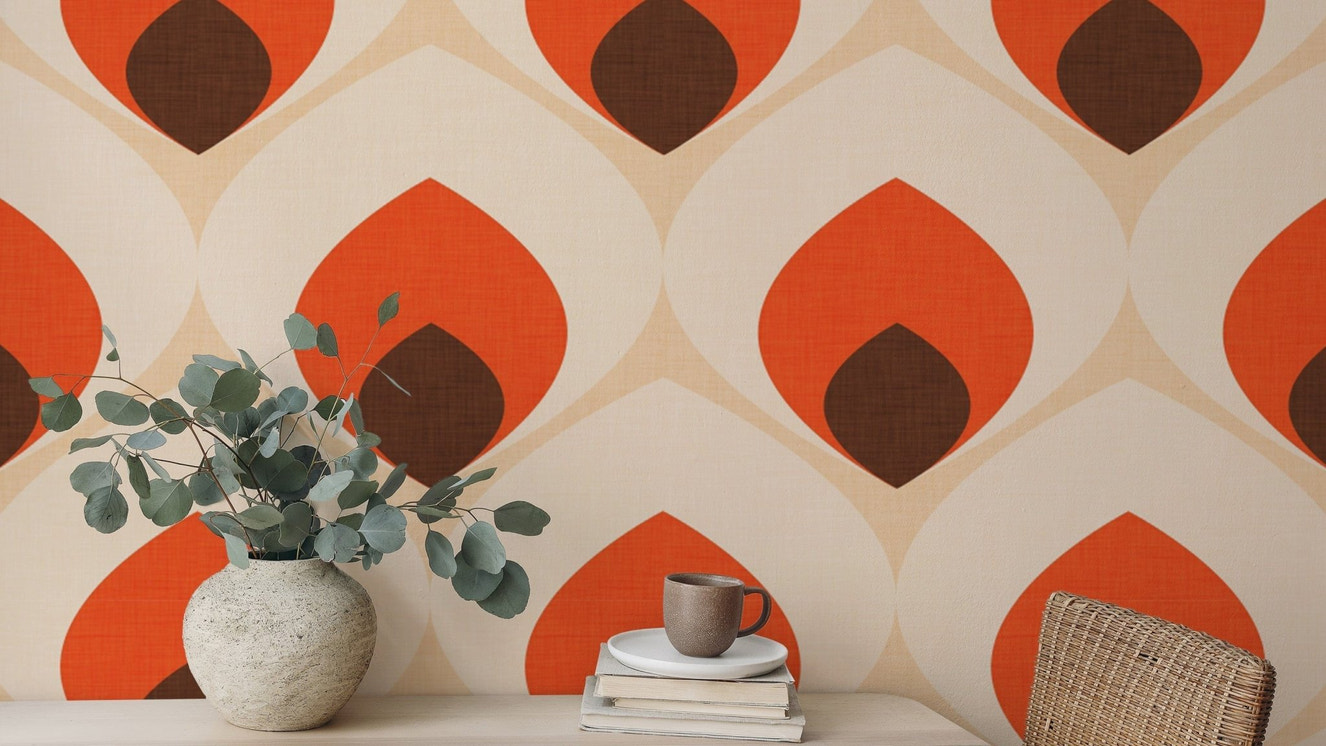 Ogee design mural for retro-themed decor
