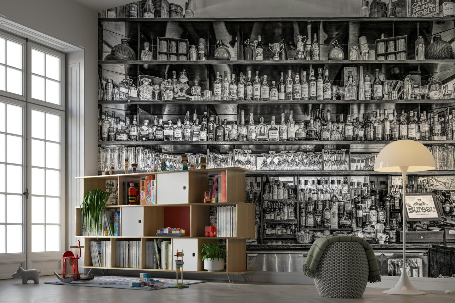 Vintage wooden bar mural for interior walls, GD1885