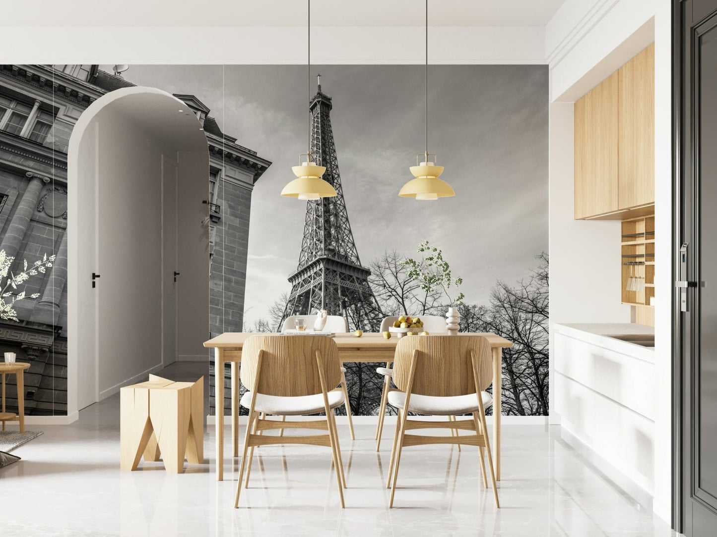 Architectural themed wallpaper capturing a timeless view of a Paris street.