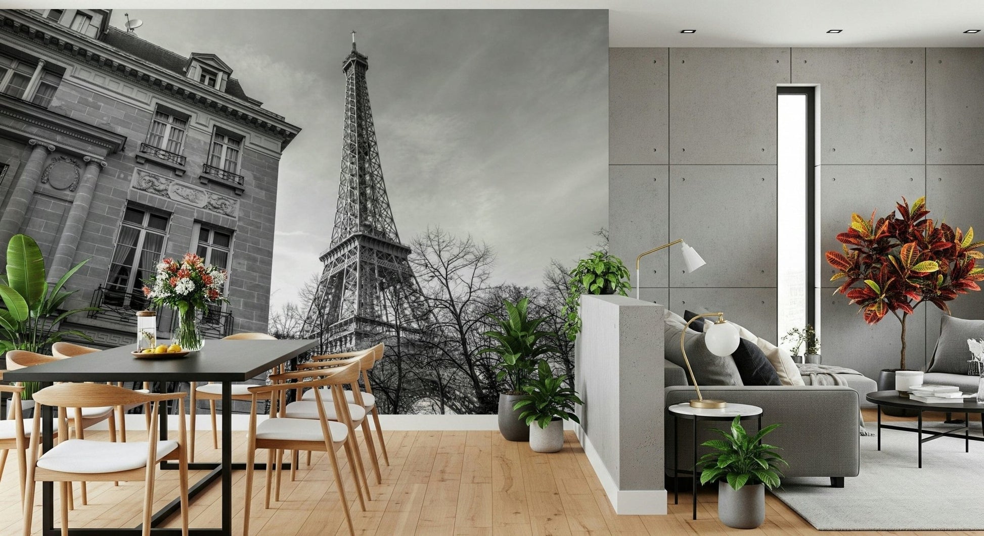 Parisian architecture wallpaper featuring the iconic iron lattice tower.
