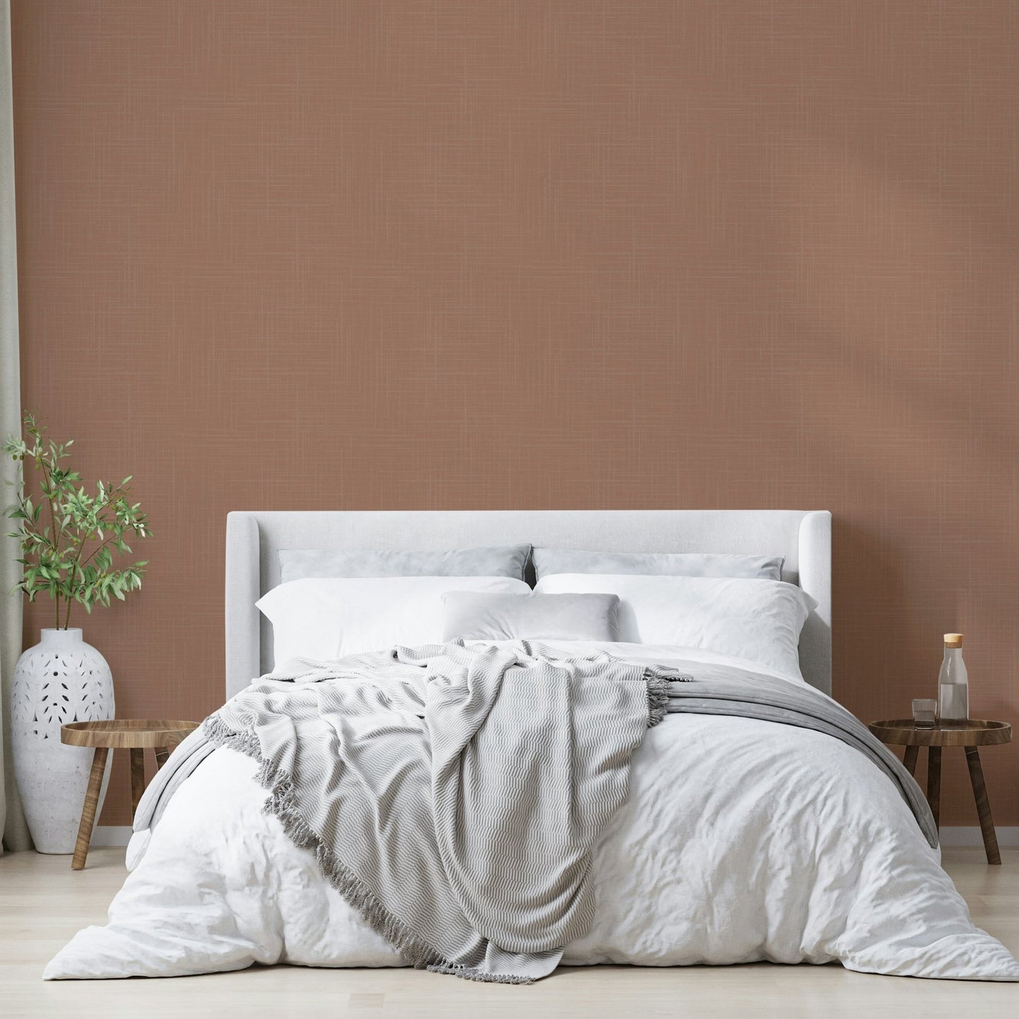 The colors are muted and soft, with a uniform warm mocha mousse tone.


