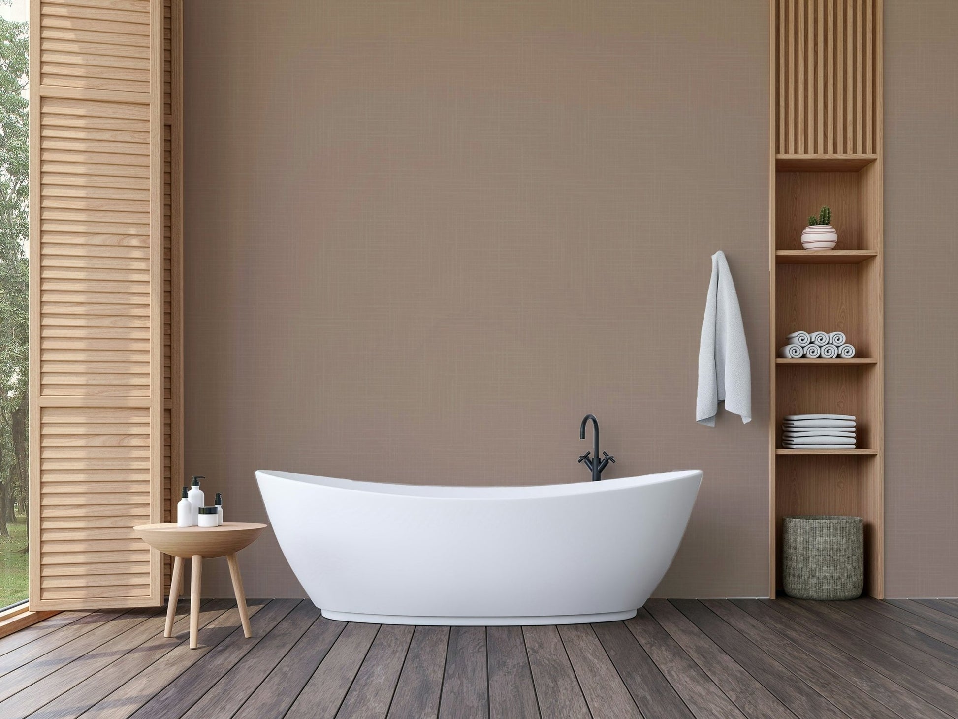 The colors are muted and soft, with a uniform warm taupe tone.

