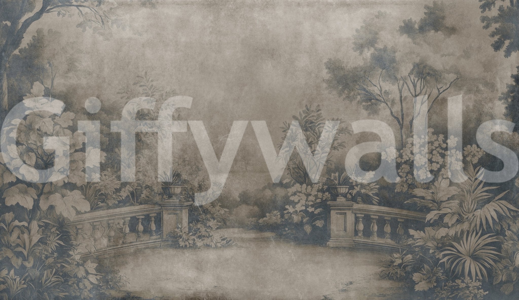 壁画 英語 Old English Garden Fresco - Smoke Wall Mural