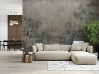 Sepia English country garden fresco mural Smoke finish.