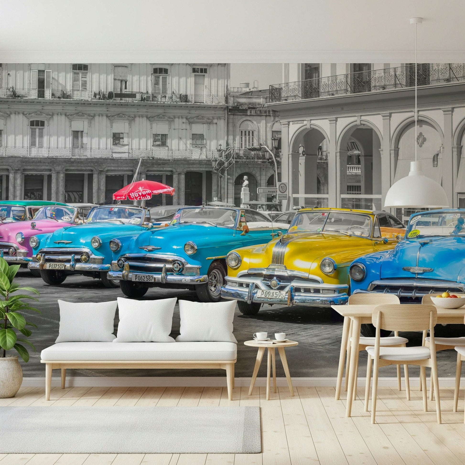Minimalist automotive themed wall mural for a sleek hallway aesthetic.