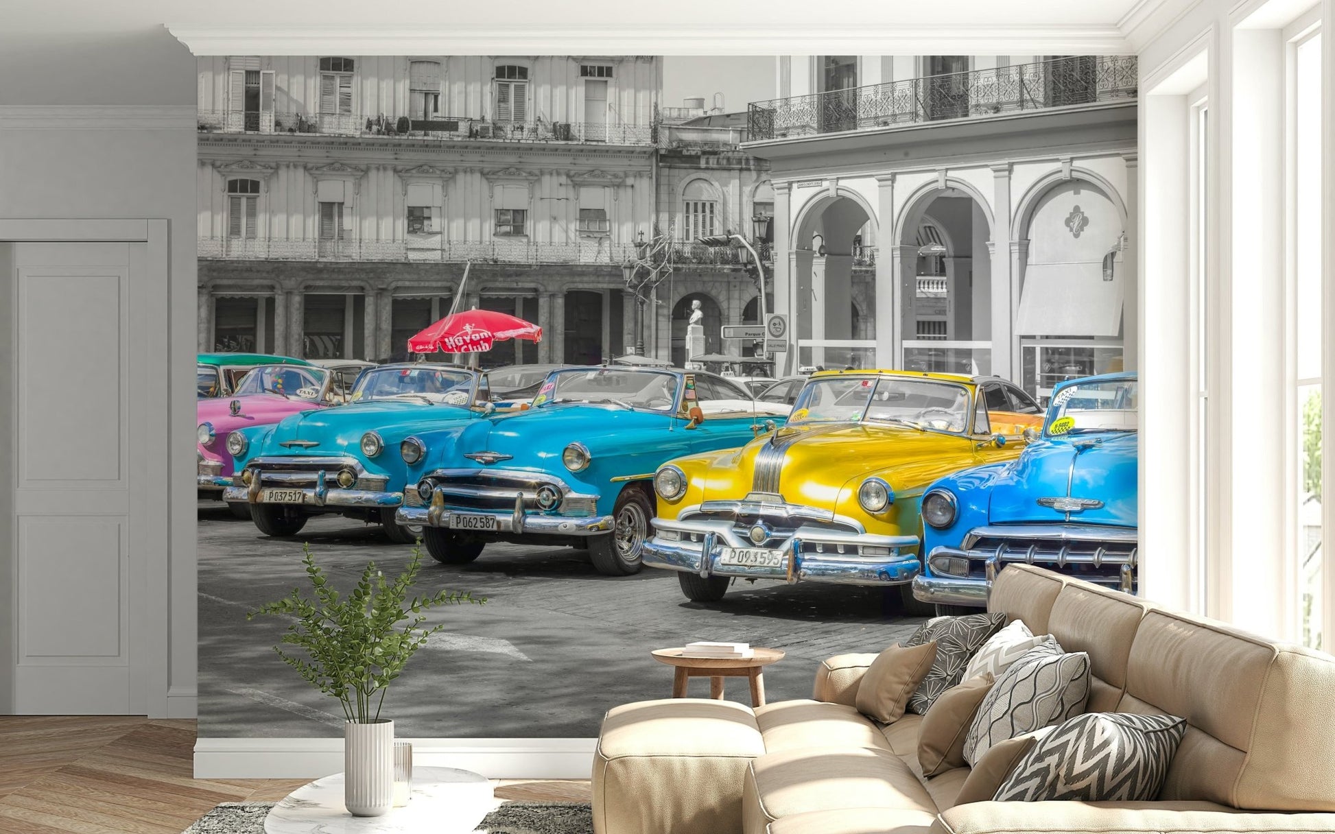 Antique vehicle sketches on cream background wallpaper for study room walls.