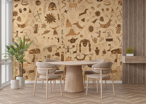 Warli art rock painting mural for cultural wall decor A657