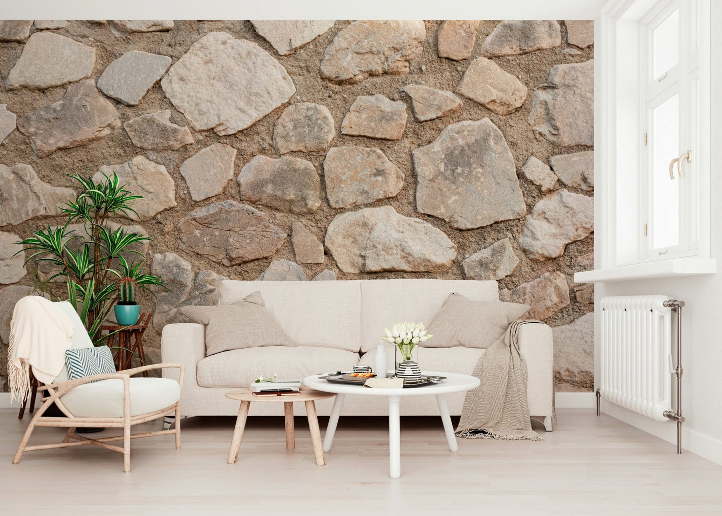 Designer room showcasing the authentic texture of the stone pattern.