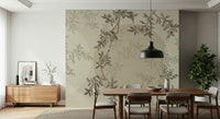 Artistic Olive Branch Serenity wall mural in a bright sunroom.