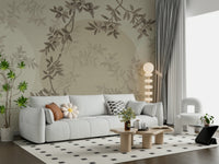 Olive Branch Serenity wall mural with delicate branches in a dining area.