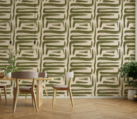 Mid century modern olive wallpaper

