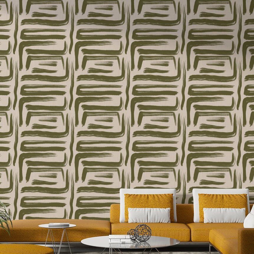 Modern abstract olive wall covering

