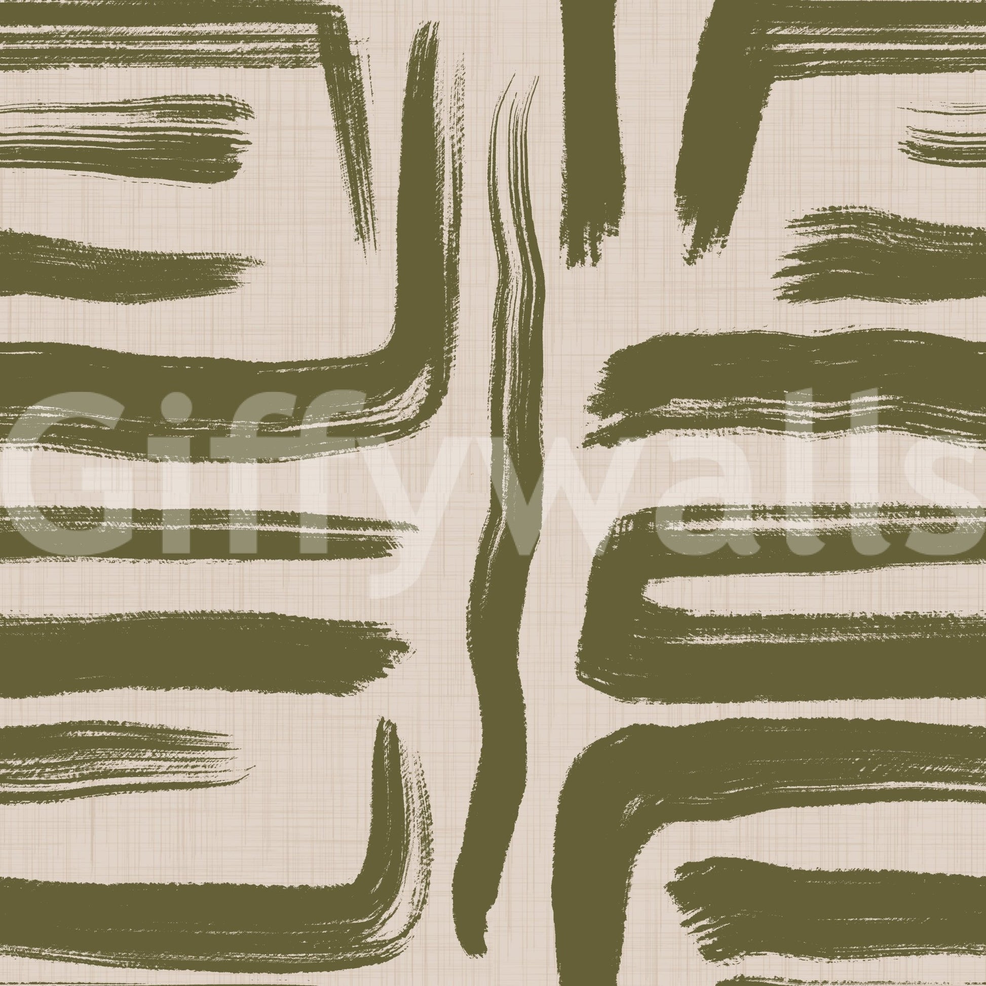 Mid century olive abstract wallpaper

