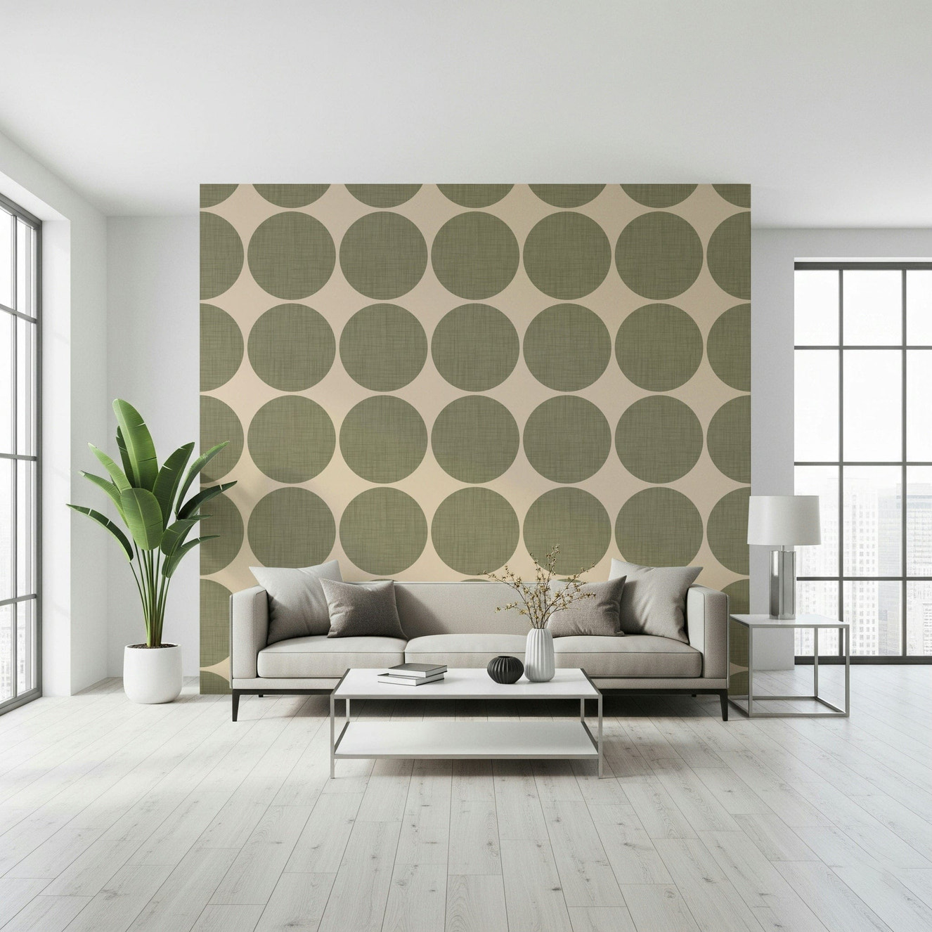 Verdant circles Olive Circles Wallpaper wall decor.