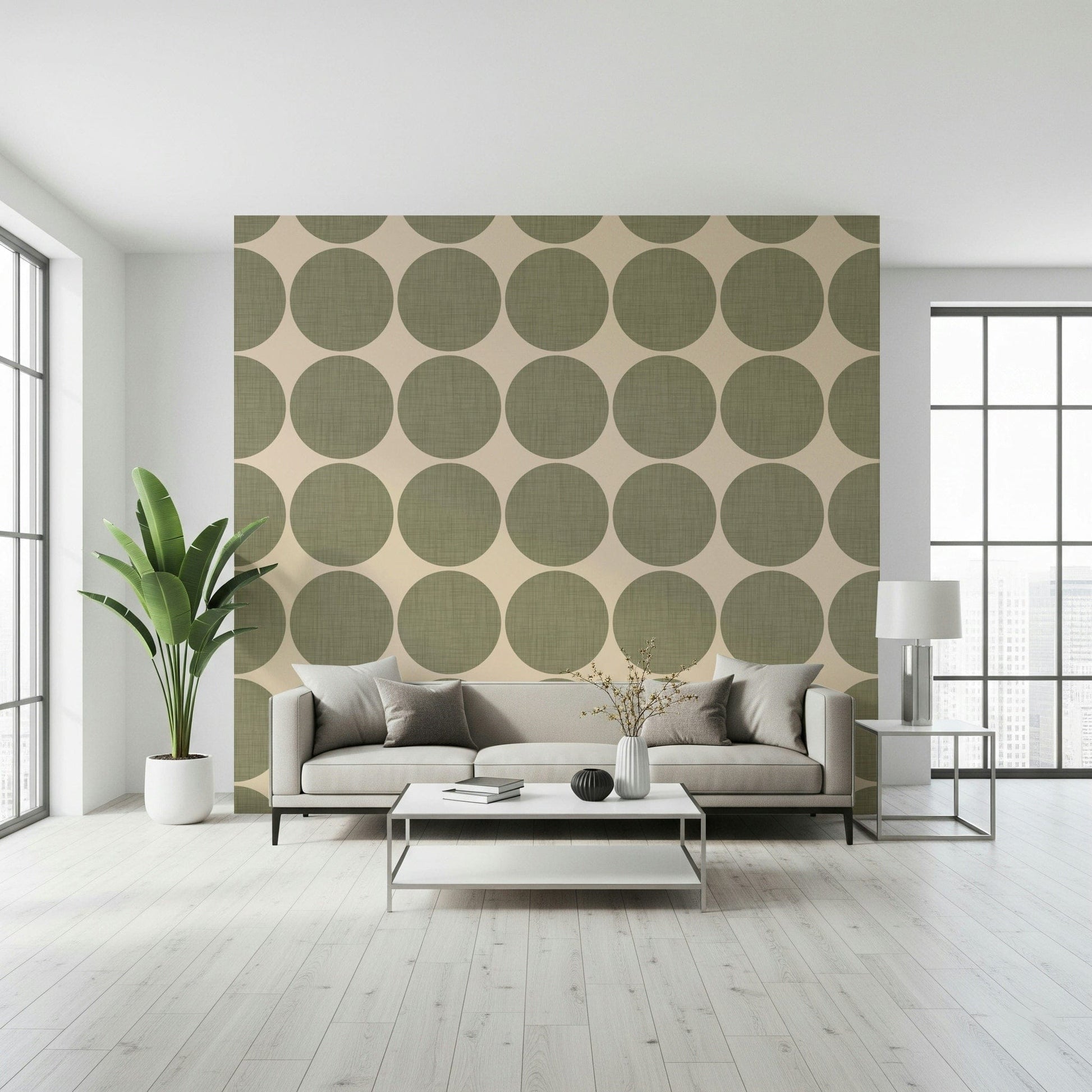 Verdant circles Olive Circles Wallpaper wall decor.