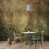 Olive green and cosmic stars on galaxy wall mural

