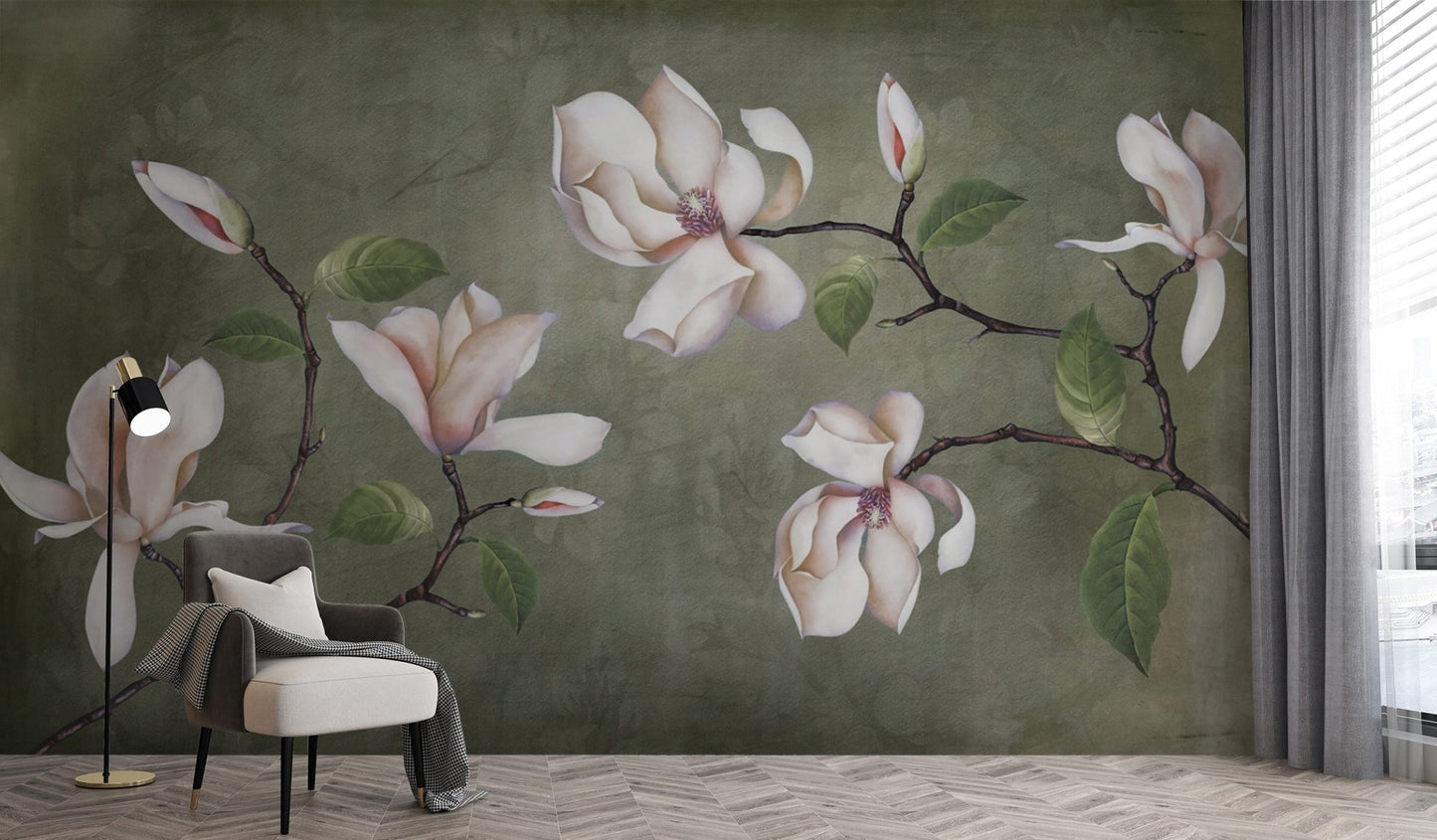 Timeless Botanical Flower Wall Covering
