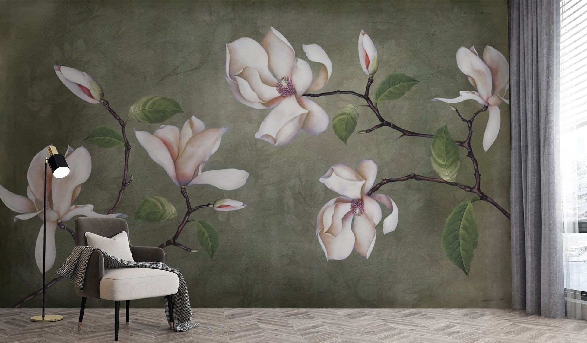 Timeless Botanical Flower Wall Covering
