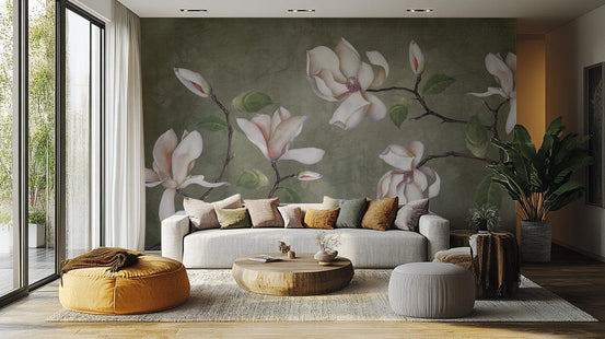Elegant Botanical Floral Wallpaper Design
 B767