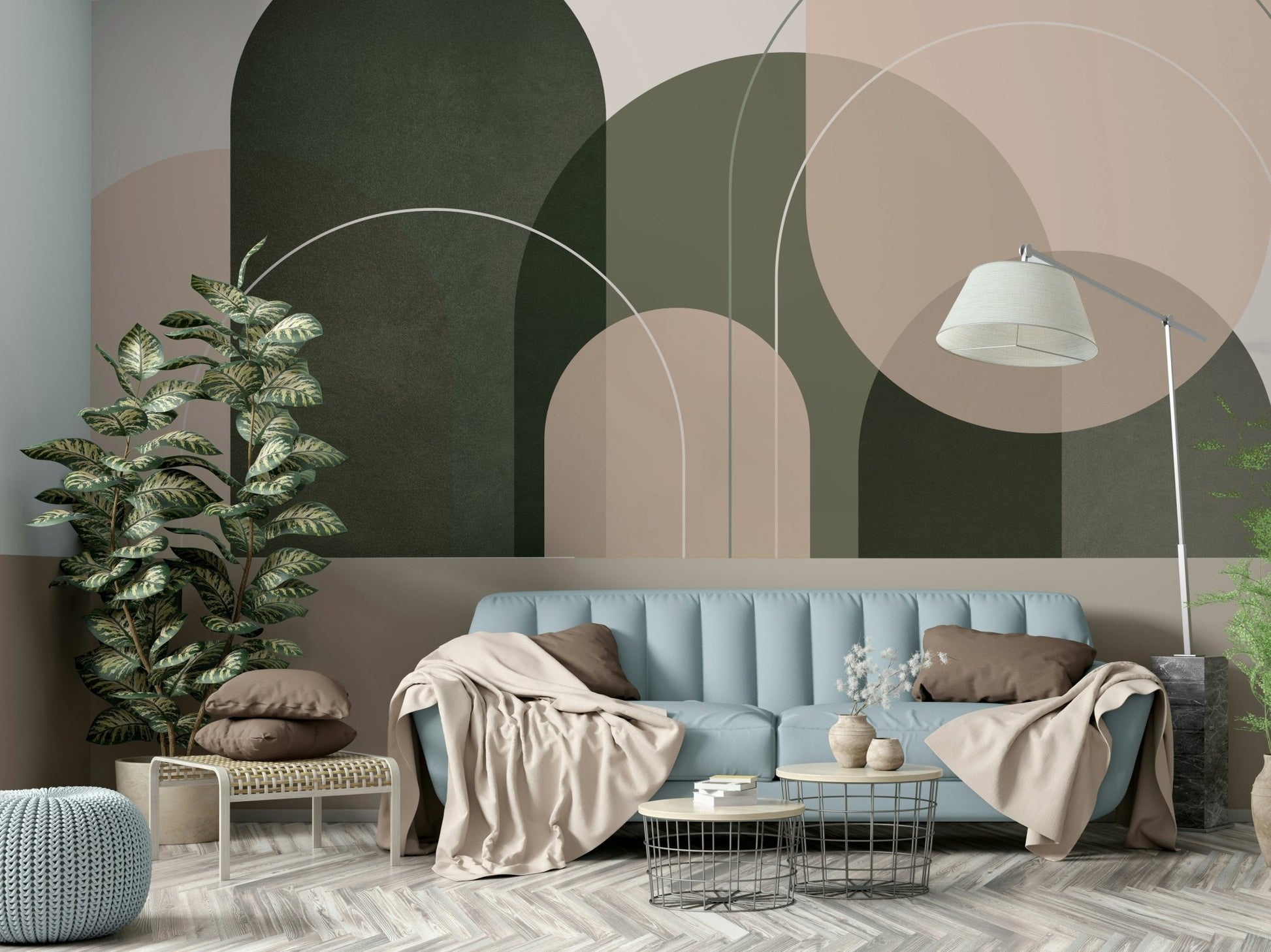 Balanced tone wall mural for peaceful environments

