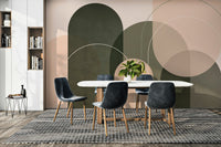 Elegant color blend in olive green and peach mural

