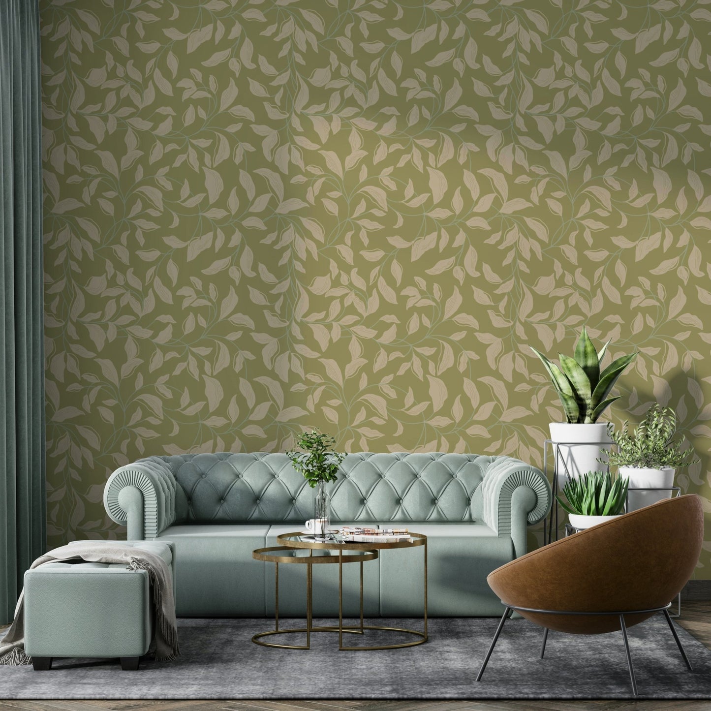 A serene and elegant wallpaper pattern.
