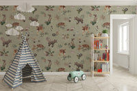 Scandinavian baby animal wallpaper decor
