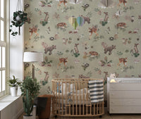 Cute forest animal wallpaper for nursery
