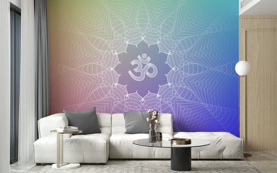 Peaceful Om wallpaper with lotus art, B362