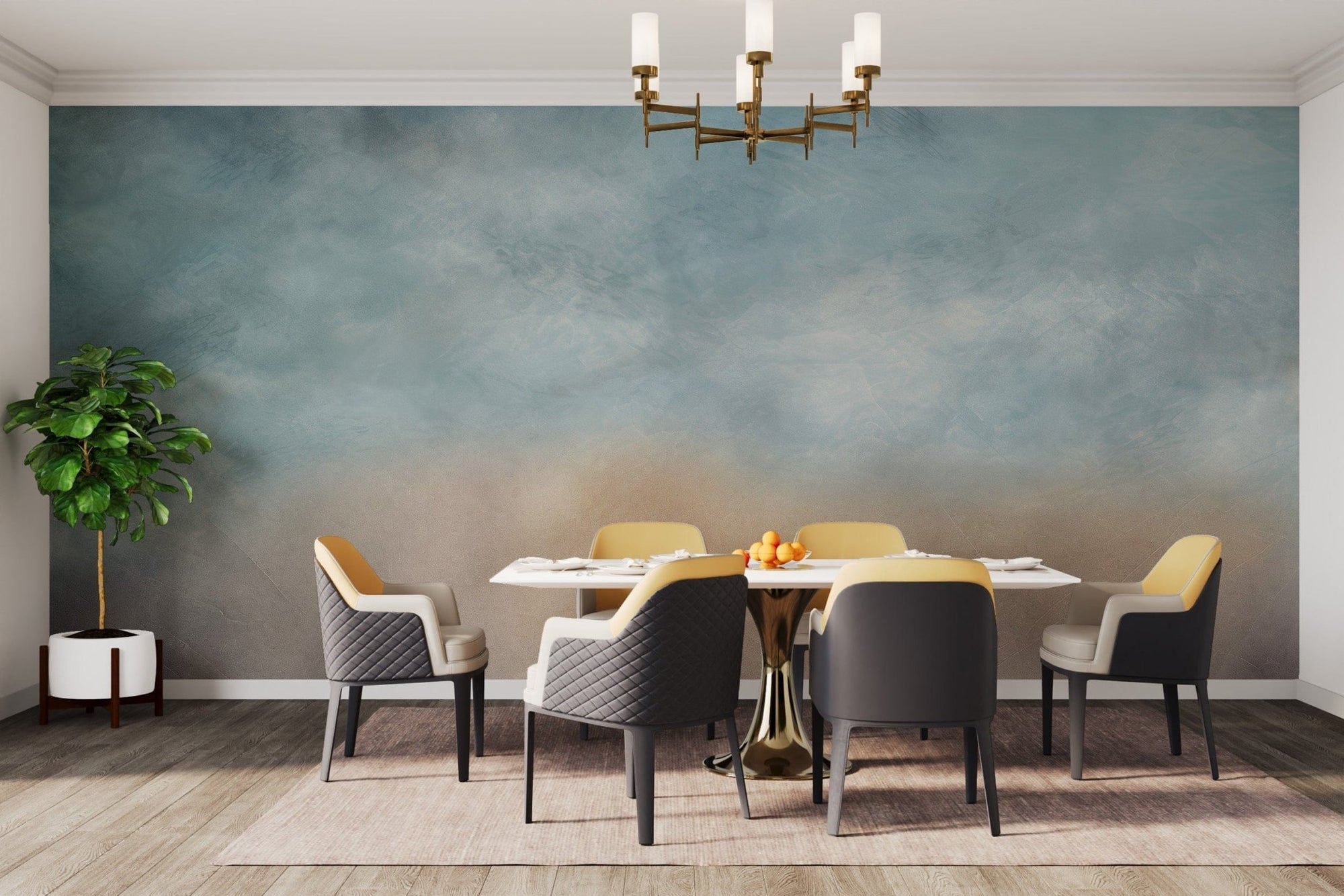 Add a calming touch to your dining room with ombre cloud mural C468