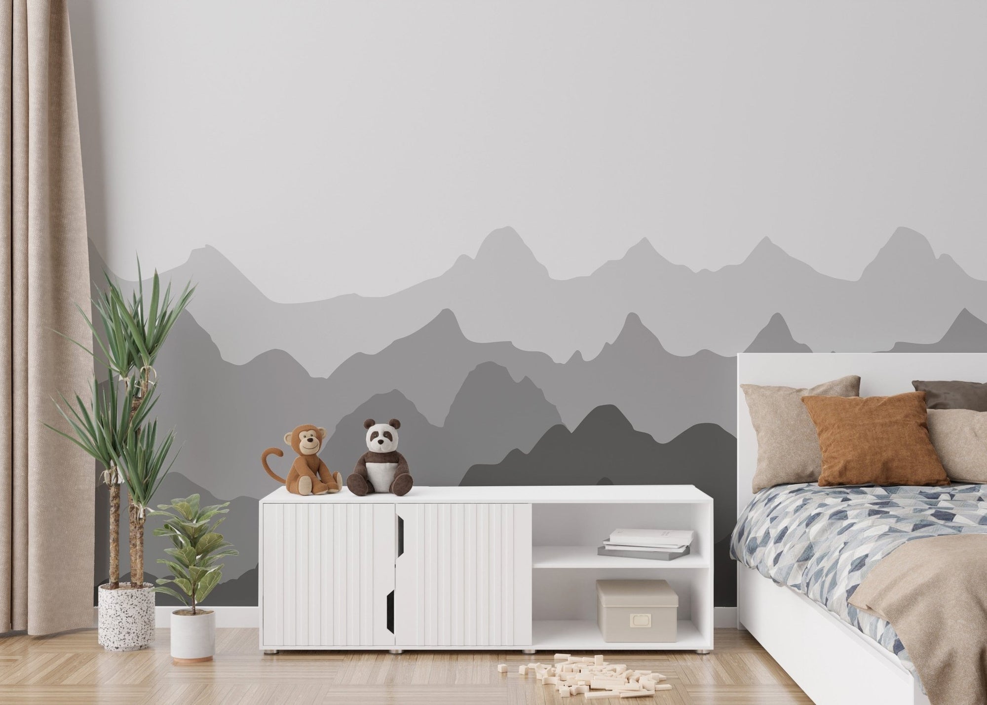 Grey Silhouettes Mountains Wallpaper Murals B179