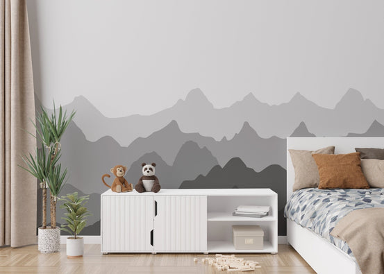 Grey Silhouettes Mountains Wallpaper Murals B179