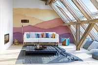 Wavy hand-drawn mountain wall decor style
