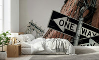 An artistic soft focus city mural on minimalist wallpaper.