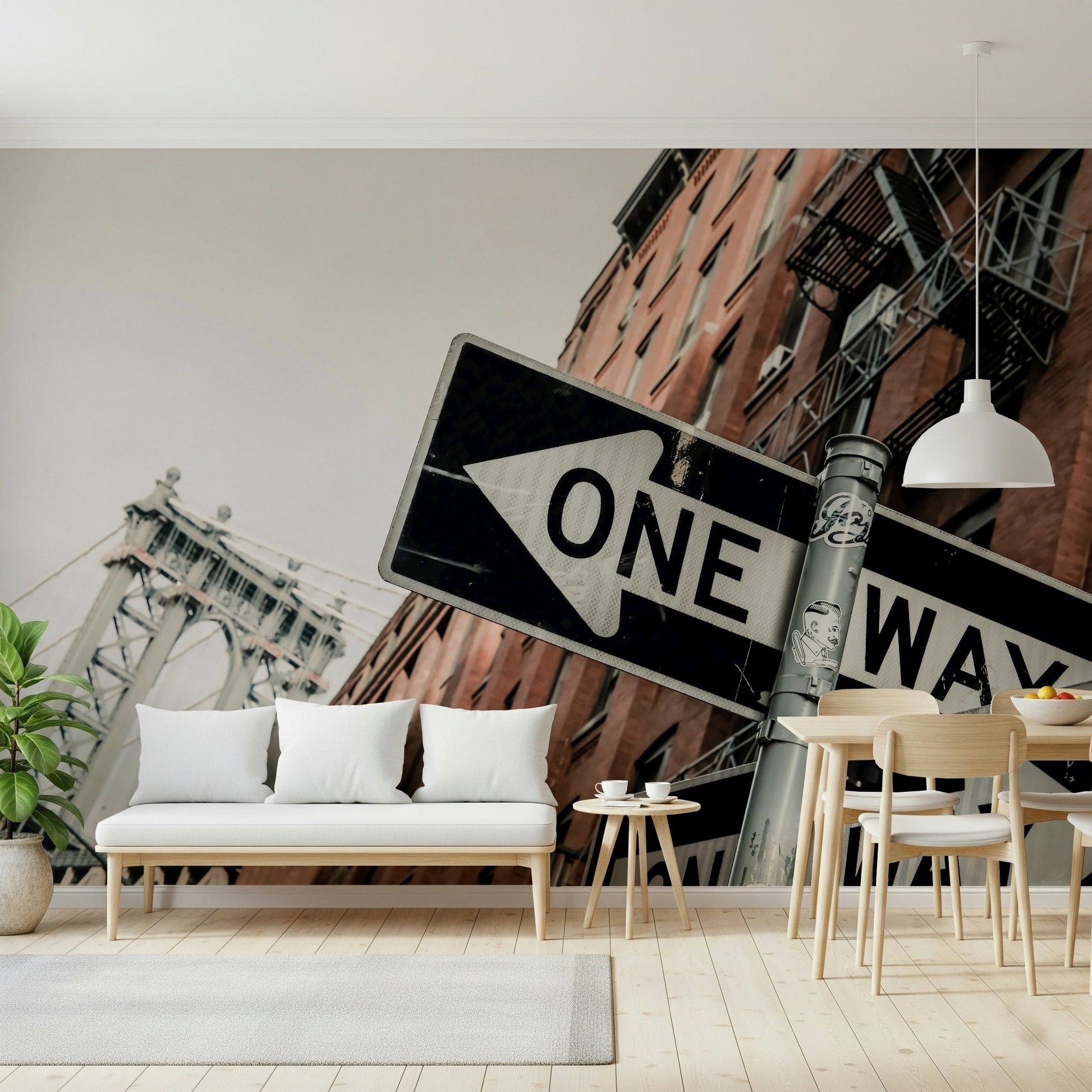 A graceful subtle pattern wall mural in cool, neutral tones.