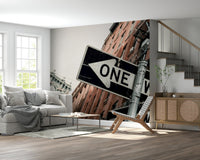 A beautiful modern art wall mural of delicate lines.