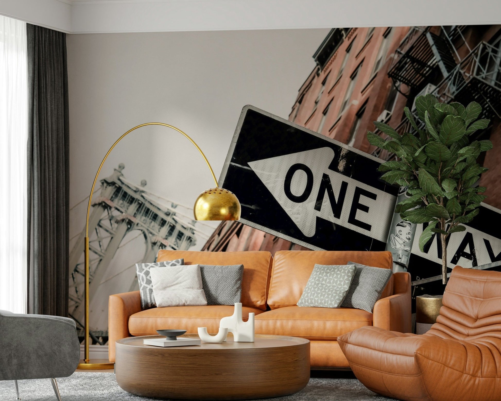 A calming abstract design wallpaper mural that defines a space.