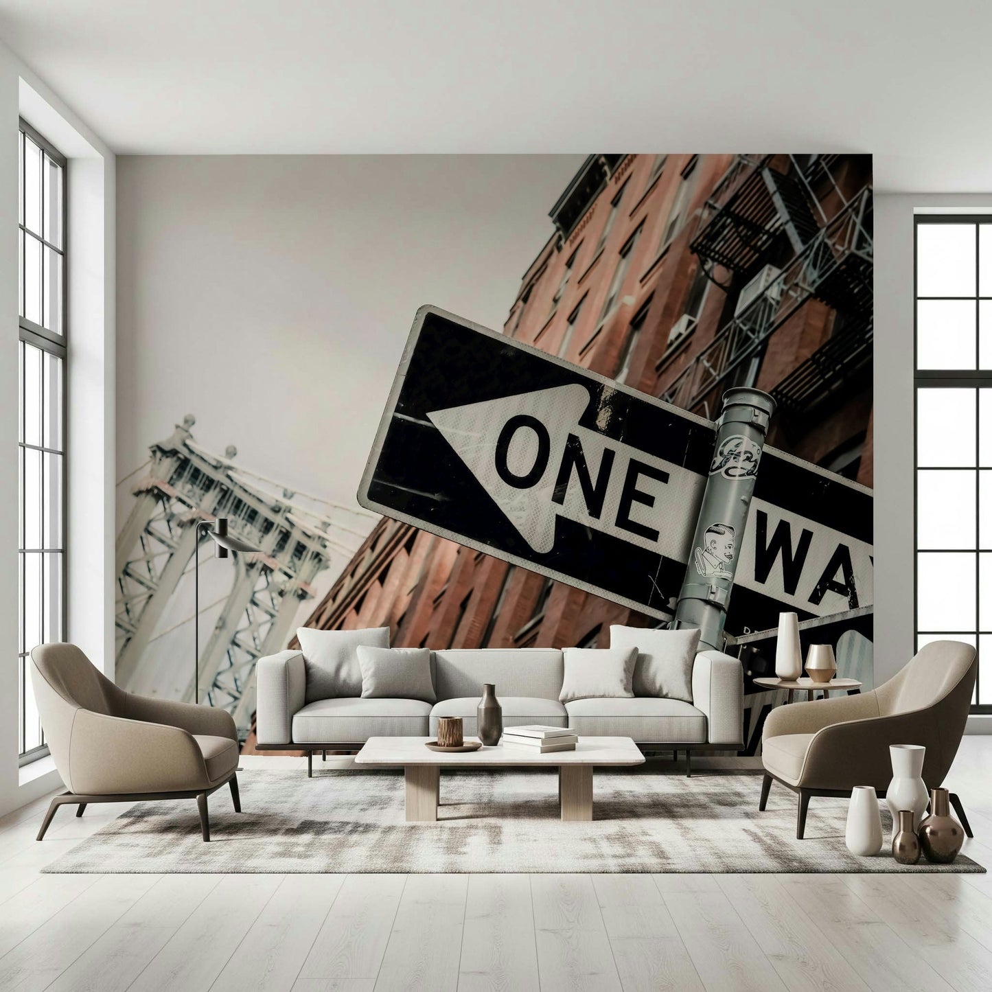 A serene urban scene wall mural for your decor.