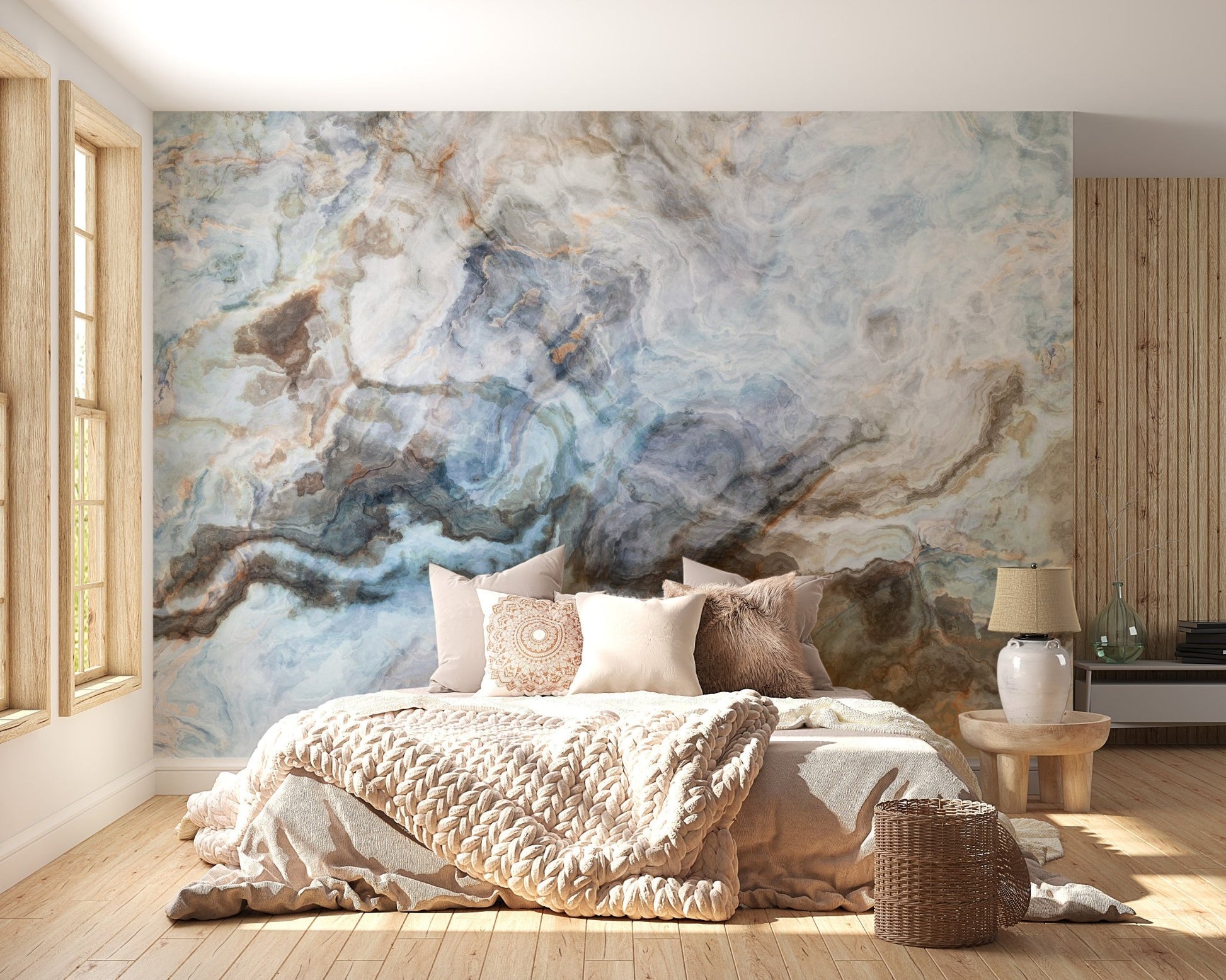 Removable Onyx Tile Marble Effect Wallpaper for Bedrooms A598