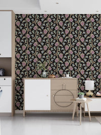 Ophelia Boho Blossoms wallpaper with curved stems and muted flower tones