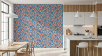 Blue purple floral pattern across Ophelia Boho Blossoms wallpaper, GD9291